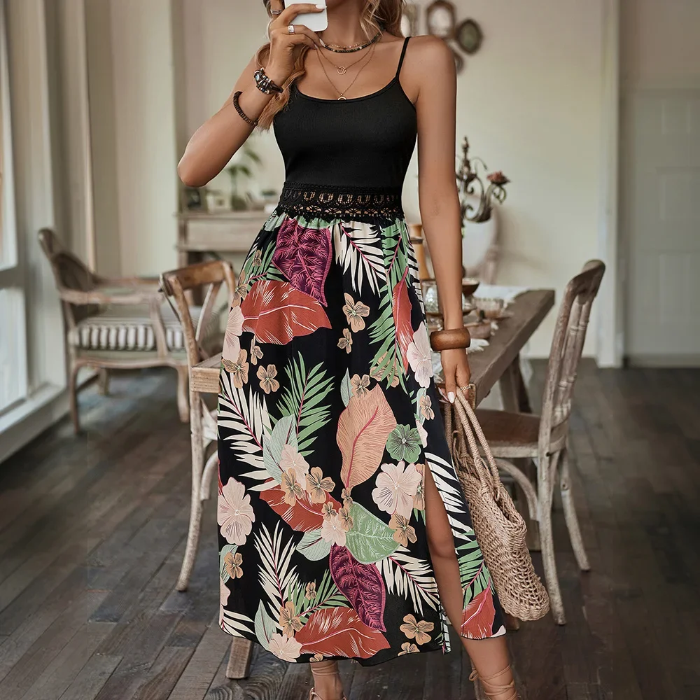 Pop M L Blumenkleid Für Frauen Kleidung 2025, Böhmischen Lose Strand Sommerkleid Rock Weibliche Urlaub Mode Koreanische Kleid Vestido Rob