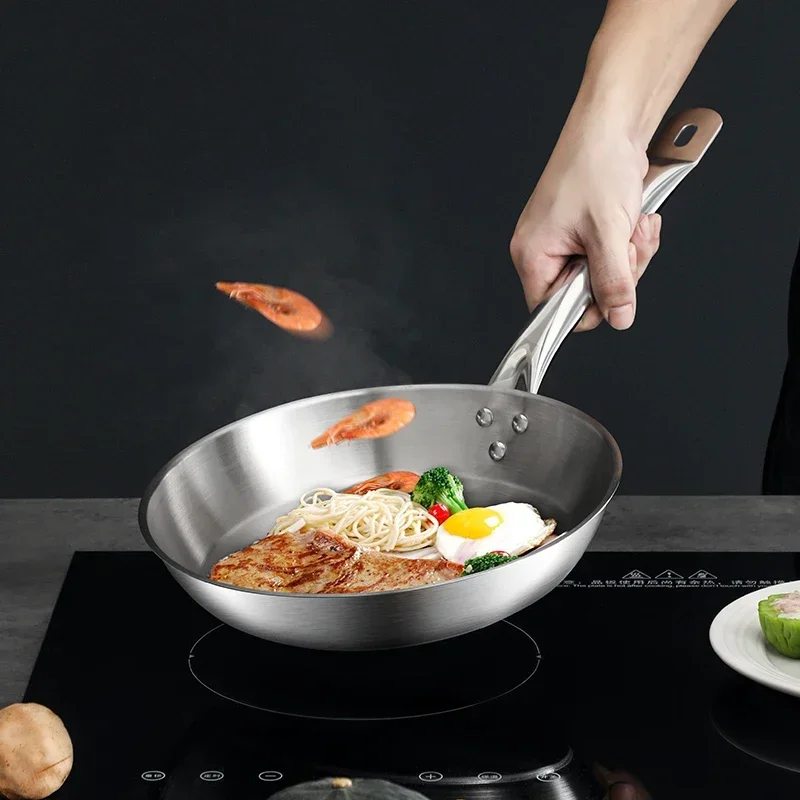 

Non Stick Pan, High-Performance Skillet with Sleek Metallic Exterior, Stainless Steel Frying Pan Suitable For All Hob Types