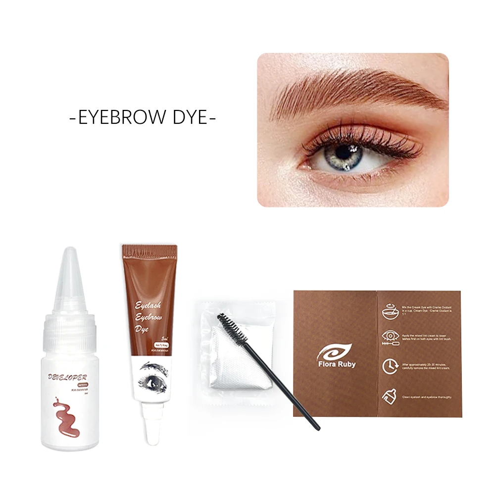 Tinte para pestañas y cejas 2 en 1, Kit profesional de Color para pestañas y cejas, Kit de maquillaje de cejas tupidas naturales, tinte para el cabello DIY para salón