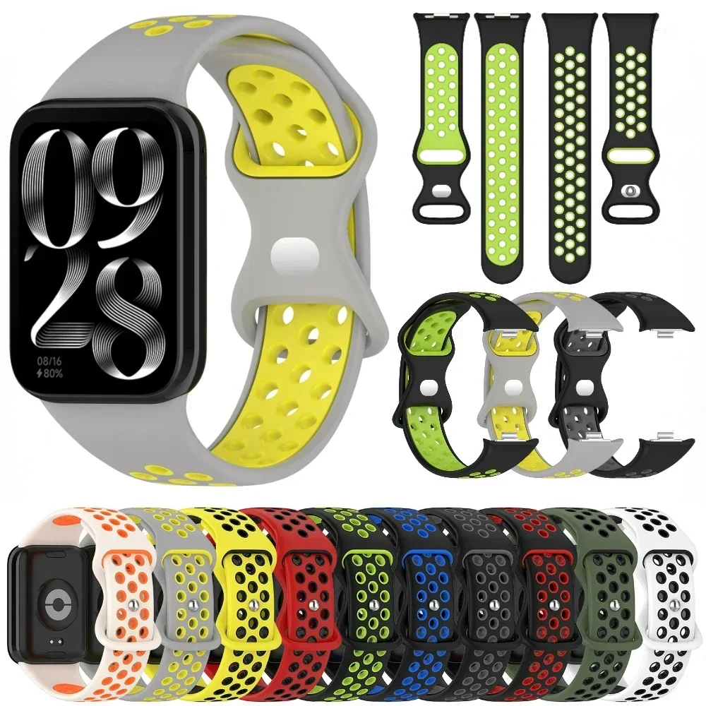 

Two-color Silicone Strap for Xiaomi Mi Band 8 Pro Replament Breathable Sport Bracelet Wristband for Redmi Watch 4 Smartwatch