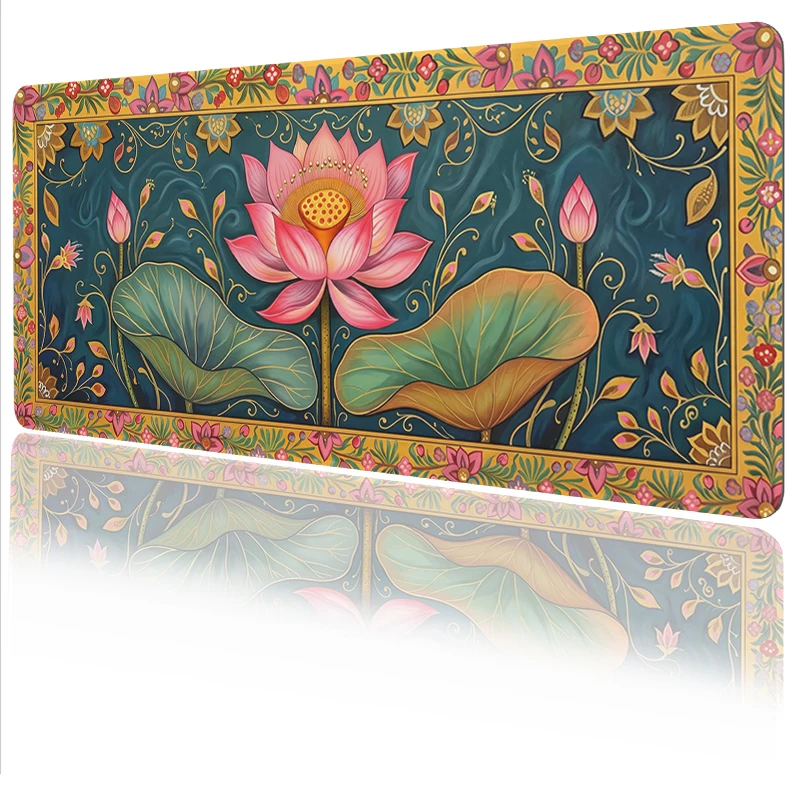 Mouse Pad Gaming Vintage Lotus printon demand Large Custom Computer Mousepad XXL keyboard pad Non-Slip Office Carpet Mice Pad