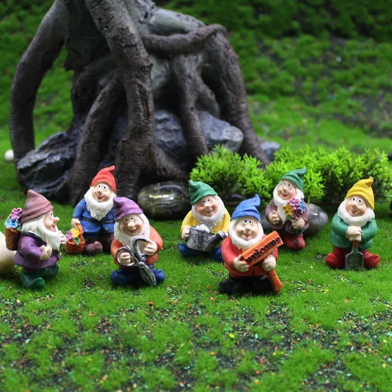 7pcs/set Funny Gnomes Garden Decor Fairy Gnome Statue Sculptures Ornament for Garden Lawn Patio Yard Landscape Dwarf Figurines