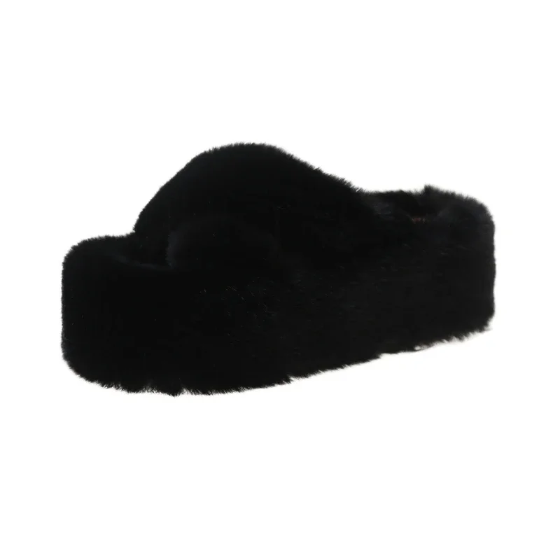 

Luxury Fluffy Plush Slipper House Soft Girl Platform Indoor Flat Casual Sabot Round Toe Winter Woman Furry Ladies Faux Fur