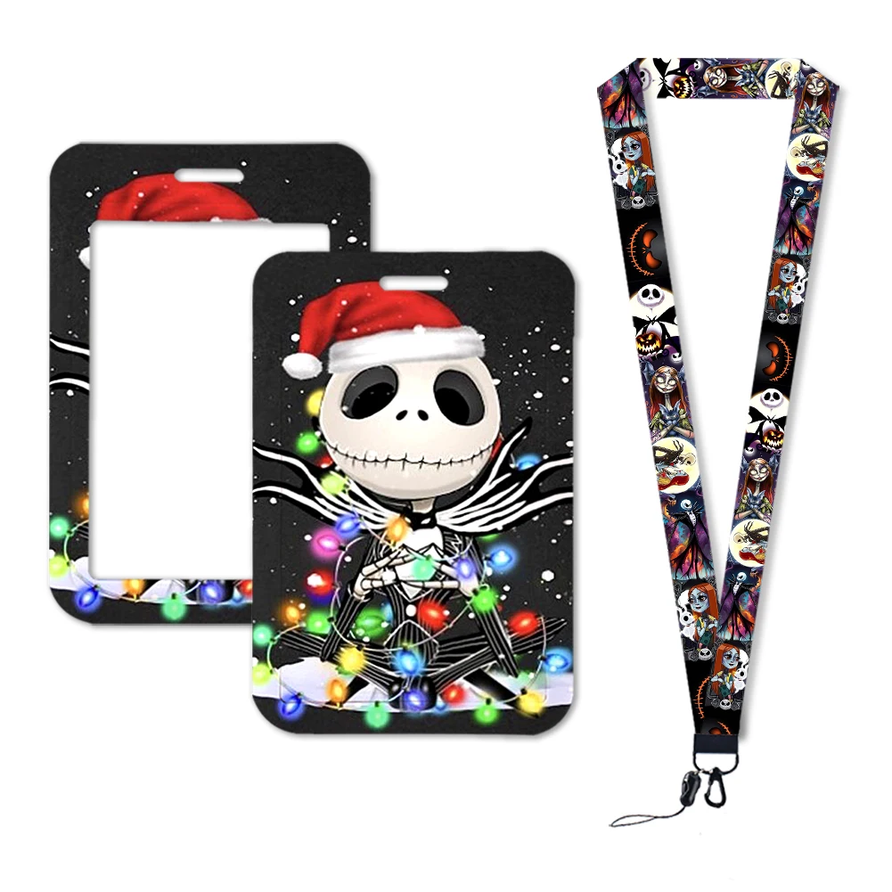 Nightmare Before Christmas Id ผู้ถือบัตร Lanyard Retractable คลิปสายคล้องคอรถบัสผู้ถือป้ายของขวัญฮาโลวีน