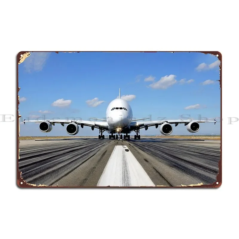 

Металлическая табличка с изображением самолета Airbus A380 на взлетно-посадочной полосе, дизайн под ржавчину, для клуба, стены, пещеры, винтажный стиль, жестяной плакат