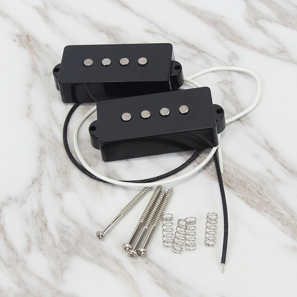 FLEOR Set of Open Alnico 5 Bass Pickup PB & JB Bass Bridge Pickup Black Fiber Bobbin for Bass 4 Strings,