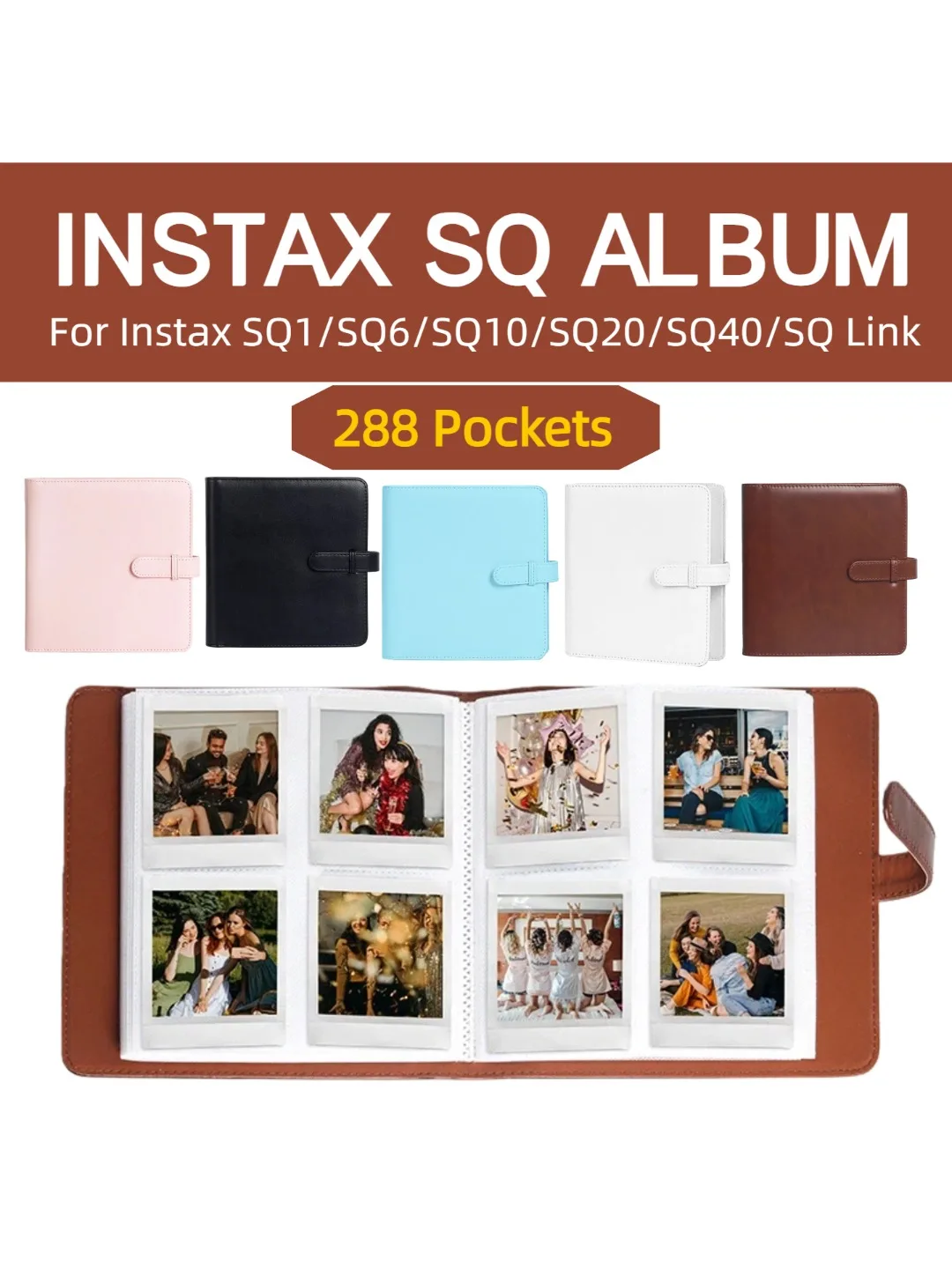 1 pc, 288 poches Album Photo pour Instax Square SQ1/SQ6/SQ10/SQ20/SQ40 appareil Photo Kodak Mini 3 carré, Mini Shot 3 carré