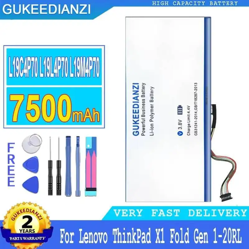 

Laptop Battery L19C4P70 L19L4P70 L19M4P70 7500Mah For Lenovo Thinkpad X1 Fold Gen 1-20RL 1-20RK SB10T83126 SB10T83127 5B10W13884