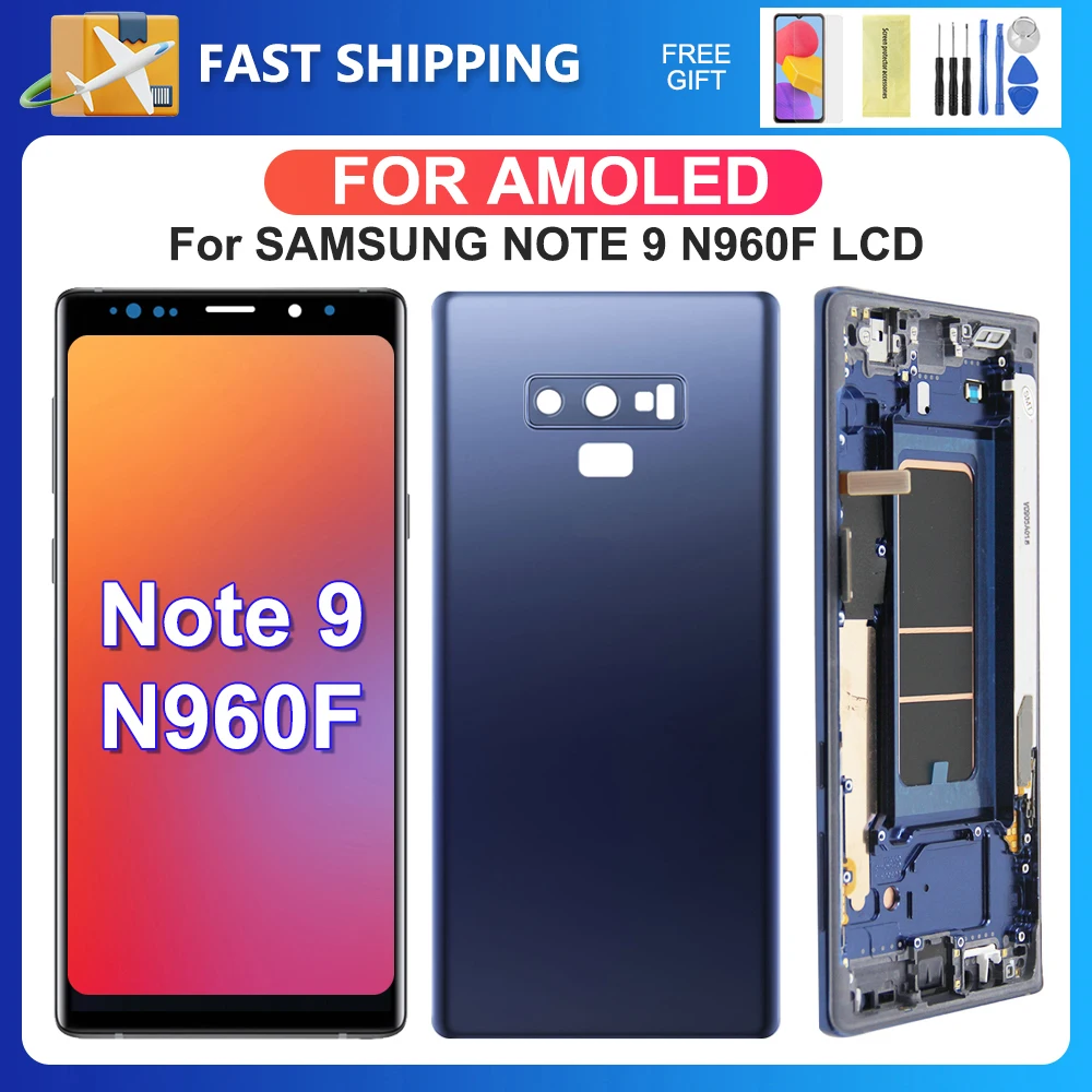 Note 9. dla Samsung dla AMOLED Note 9 N960 N960F N960U N960W wyświetlacz LCD ekran dotykowy wymiana zespołu Digitizer