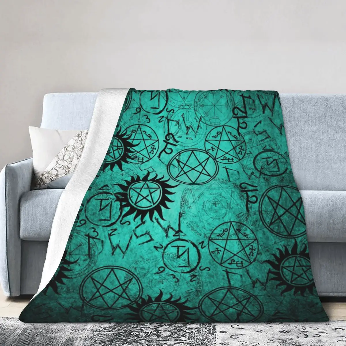 Supernatural Teal Blanket Soft Warm Flannel Throw Blanket Bedding for Bed Living room Picnic Travel Home Sofa