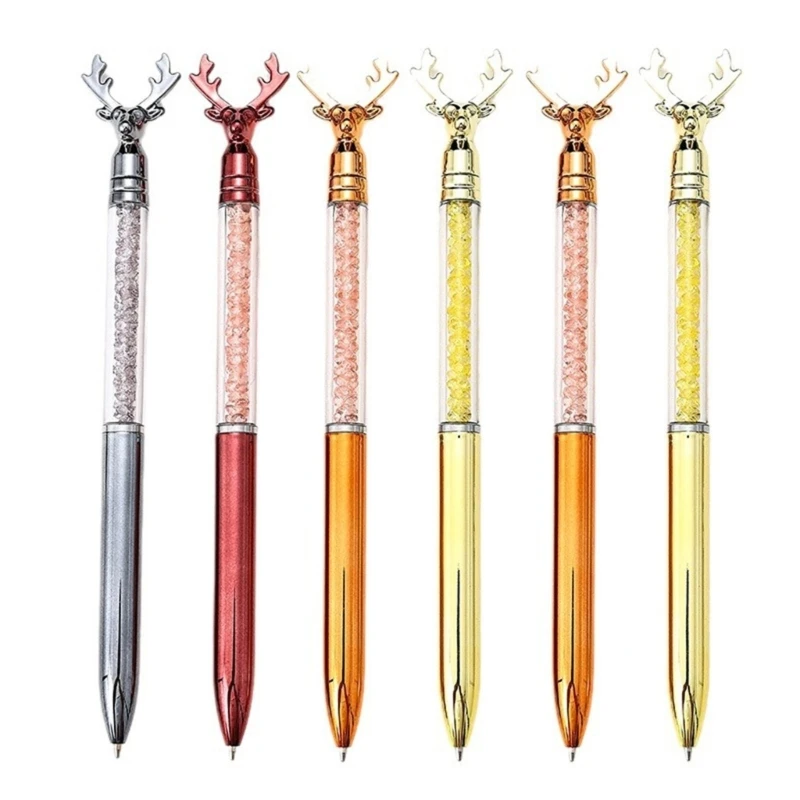 6Pcs Antler Ballpoint Pen Twist Action Ballpoint Pen Smooth to Write Stocking Fillers for Student Reward