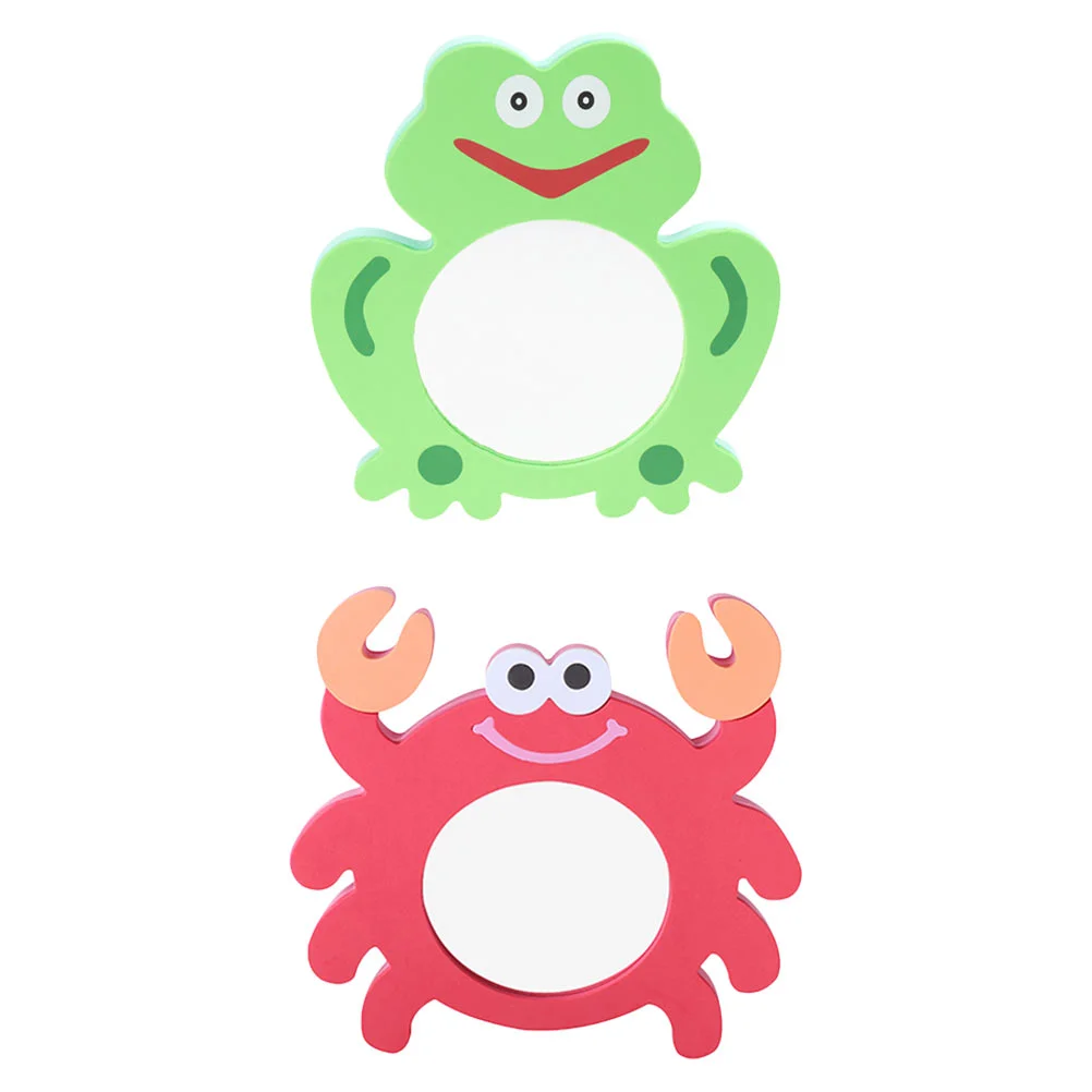 2 Pcs Eva Cartoon Mirror Baby Water Toys for Crib Tummy Time Animal Bath Toddlers Crab