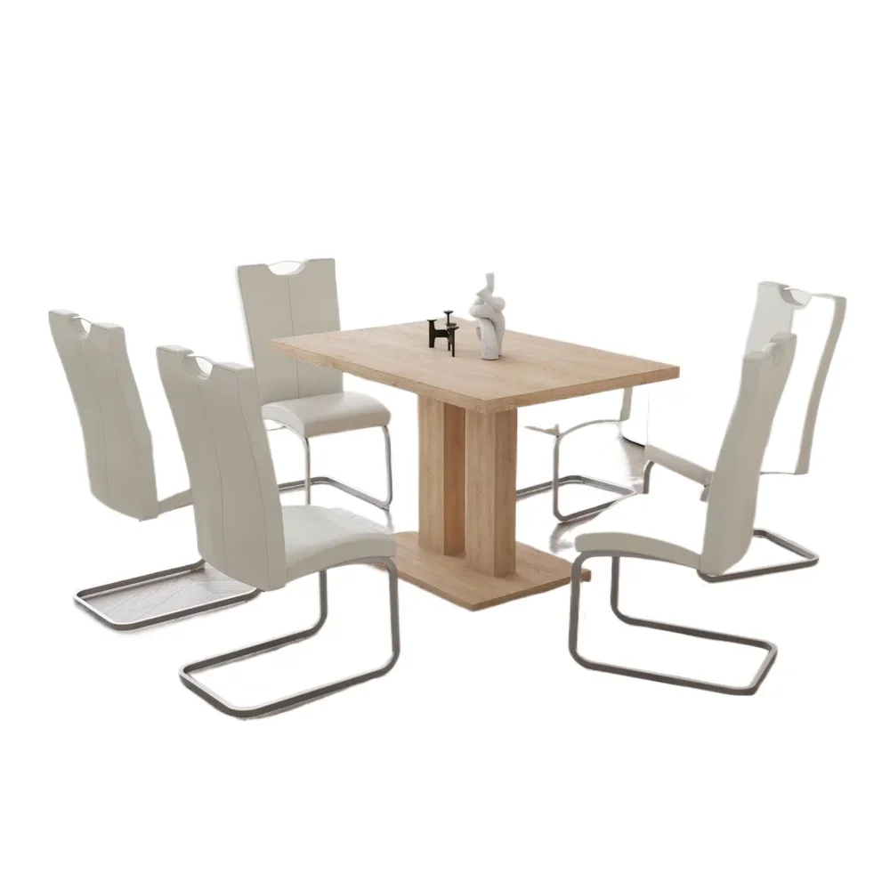 

Modern 46 inch kitchen dining table 5-piece set (dining table+4 white chairs)28.3 x 46 x 29.9 inches