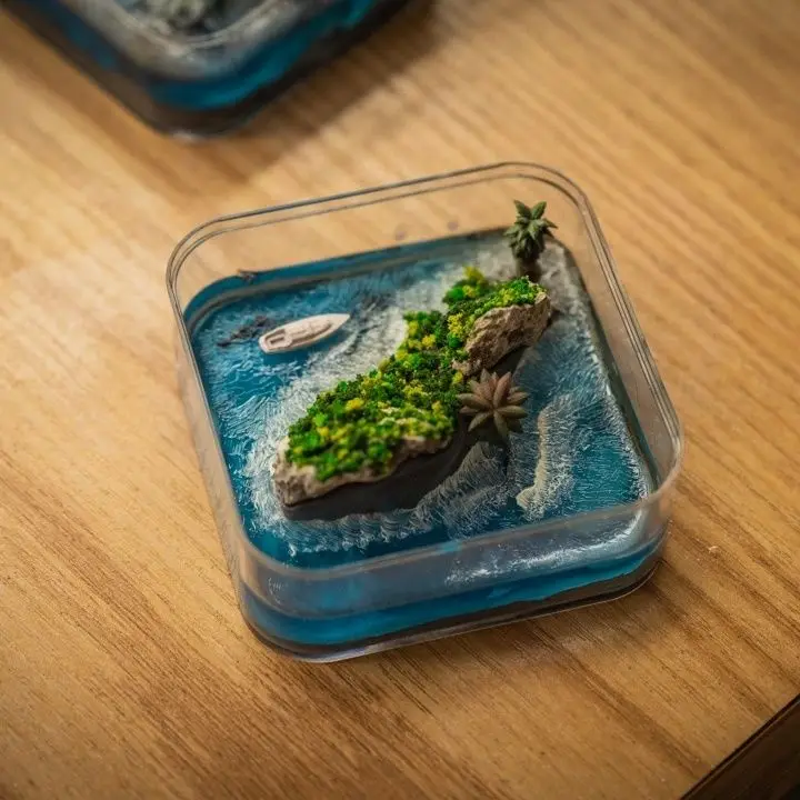Handcrafted Micro-Island of Faroe Islands, Detailed Topographic Art Sculpture for Collector's Desk