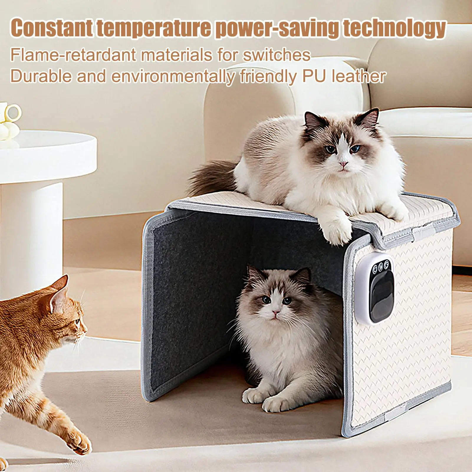 

Heated Cat Box Warm Adjustable Comfortable Pet Nest Covered Cave Heated Pet Tent For Home Dorm Office Apartment Bedroom Living