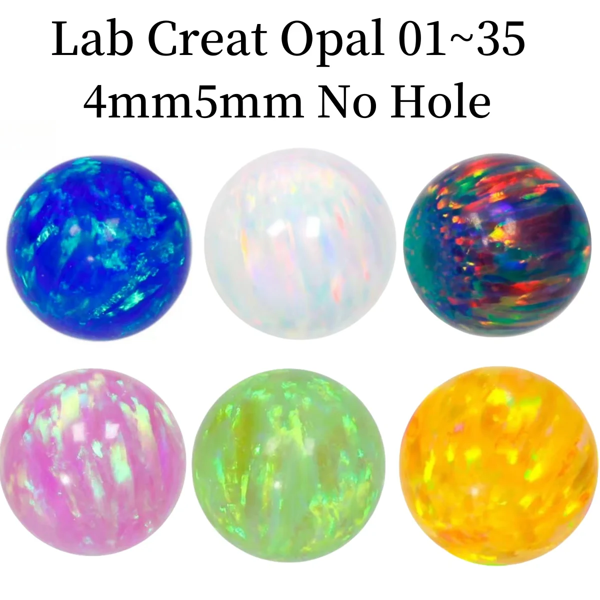 

4mm5mm Lab Created Synthetic opal Gemstone beads Round Ball Mixed Color Bead Shaped gemstone Wholesale for Jewelry Making