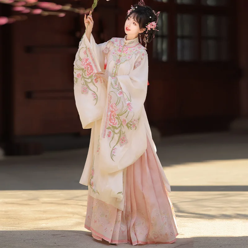 NT185 Original Hanfu Female Adult Ancient Costume Chinese Style Horse Skirt Cloud Shoulder Stand Collar Shirt