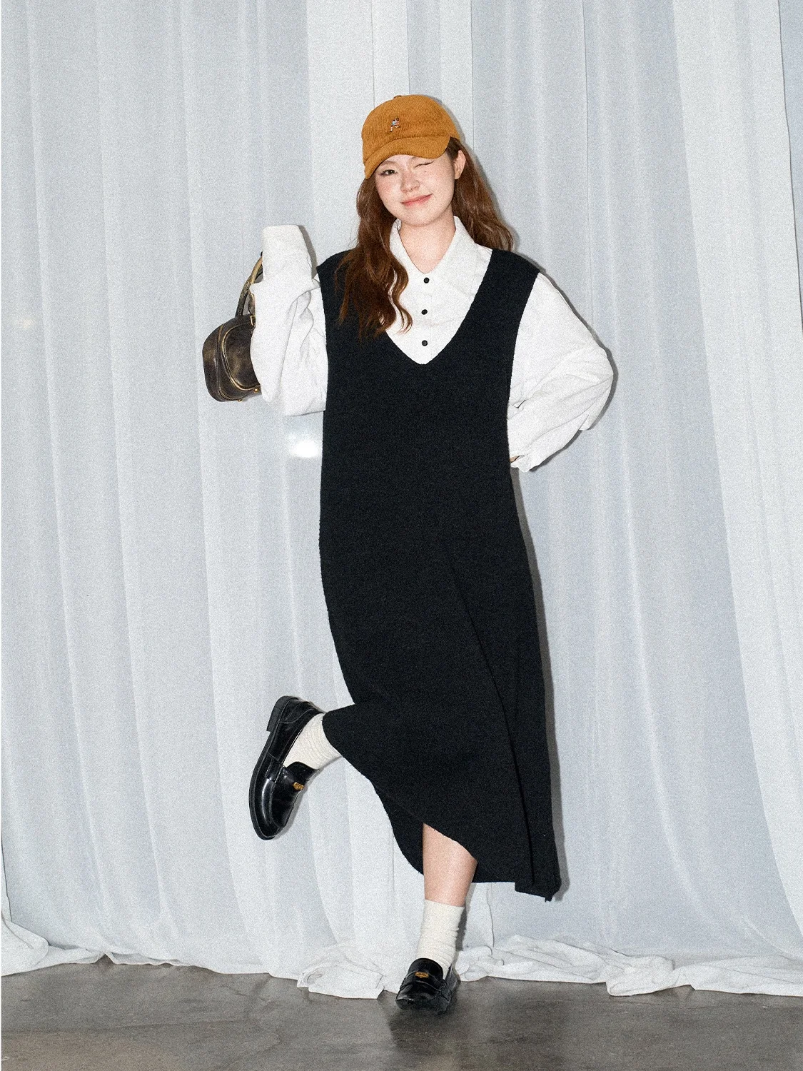 

JINGU Early Autumn Film Frame Loose Velvet Feel irt Vest Skirt Casual Sle Women's Faion Online Exclusive Pure Polyester