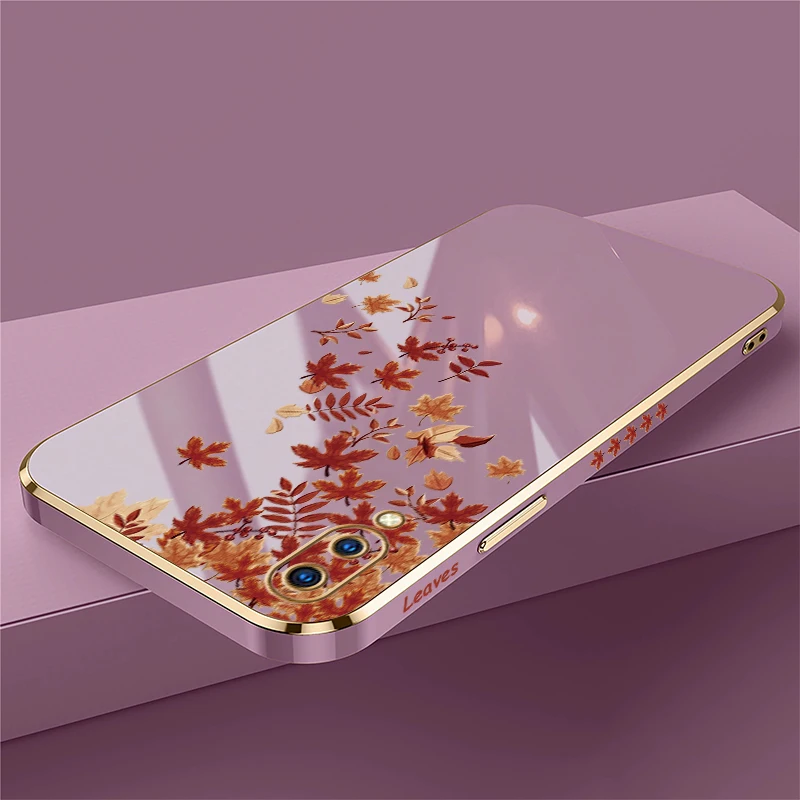 For Vivo V17 Russia V19 V5 Plus V7 Plus V5 Lite V5S V11 Pro V11i V15 Leaves Phone Case Soft Shockproof Plating Silicone Cover