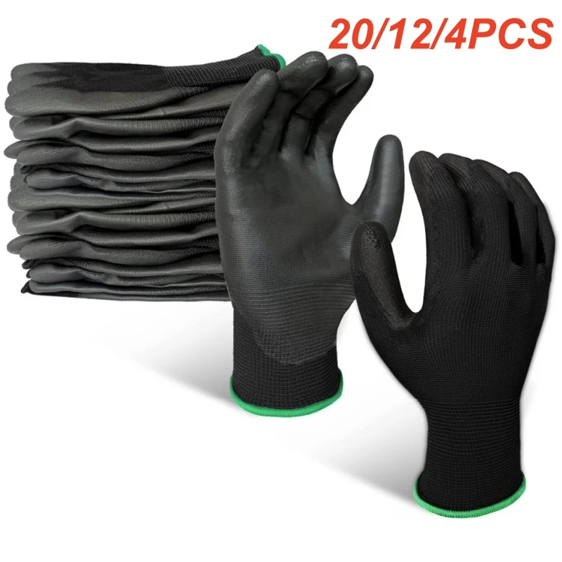 Safety Work Gloves With PU Coated Grip On Palm & Fingers Breathable Seamless Knit Nylon Working Gloves for Men Mechanic Garden