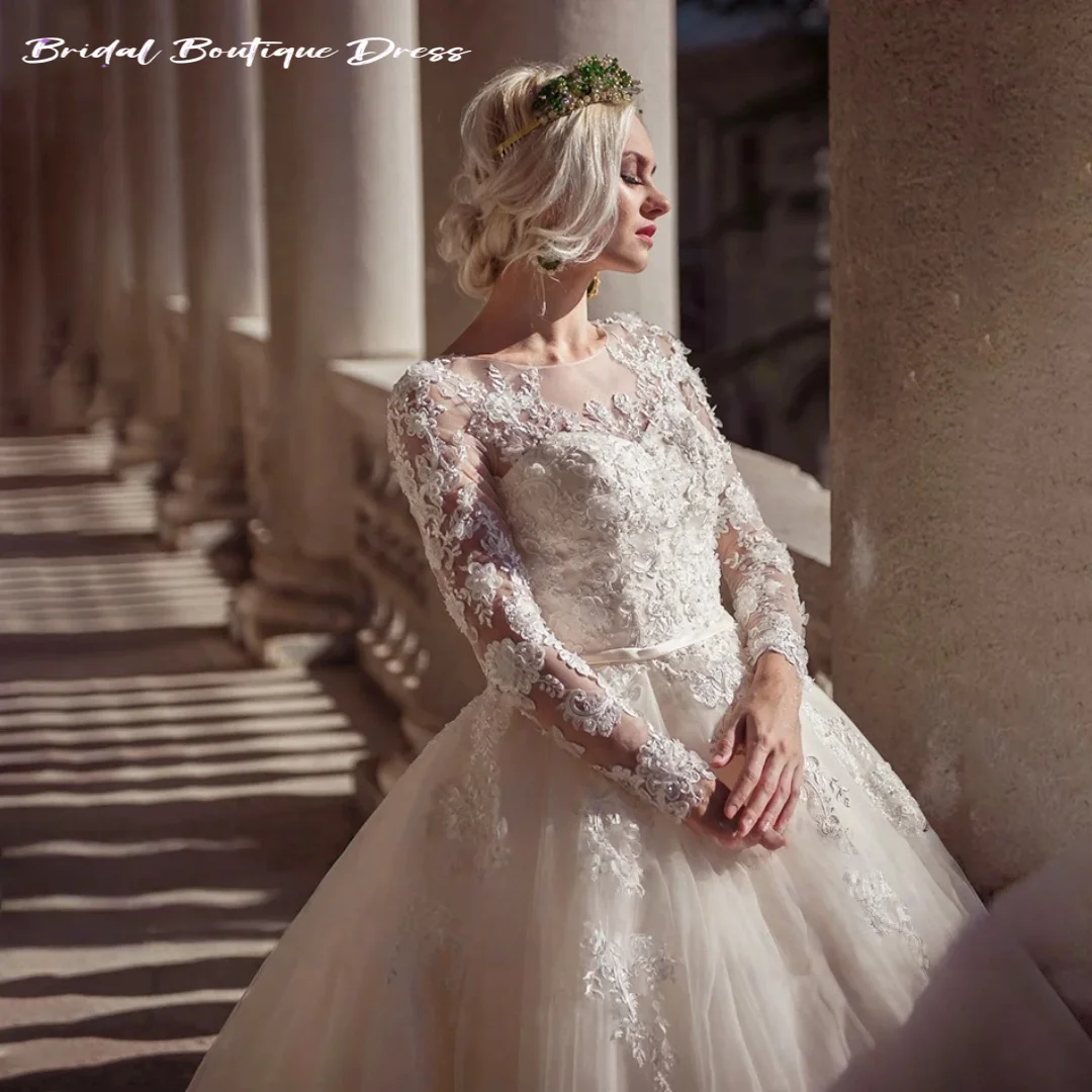 Изысканное кружевное бальное платье по индивидуальному заказу, сексуальное свадебное платье с длинным рукавом и бисером, роскошные свадебные платья принцессы Vestido De Novia