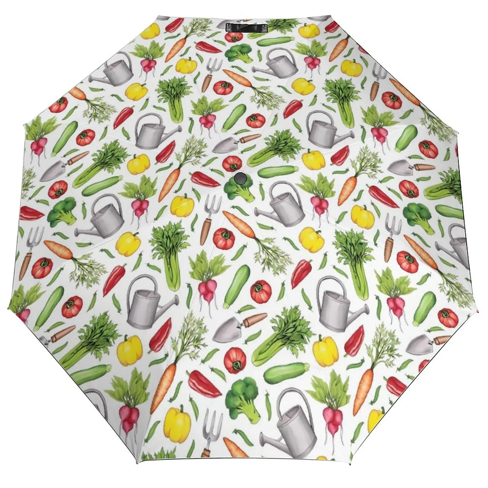 Radishes Print Umbrella Vegetable Garden Stylish Reinforced Umbrella Print Sun Wind Proof Auto Umbrella