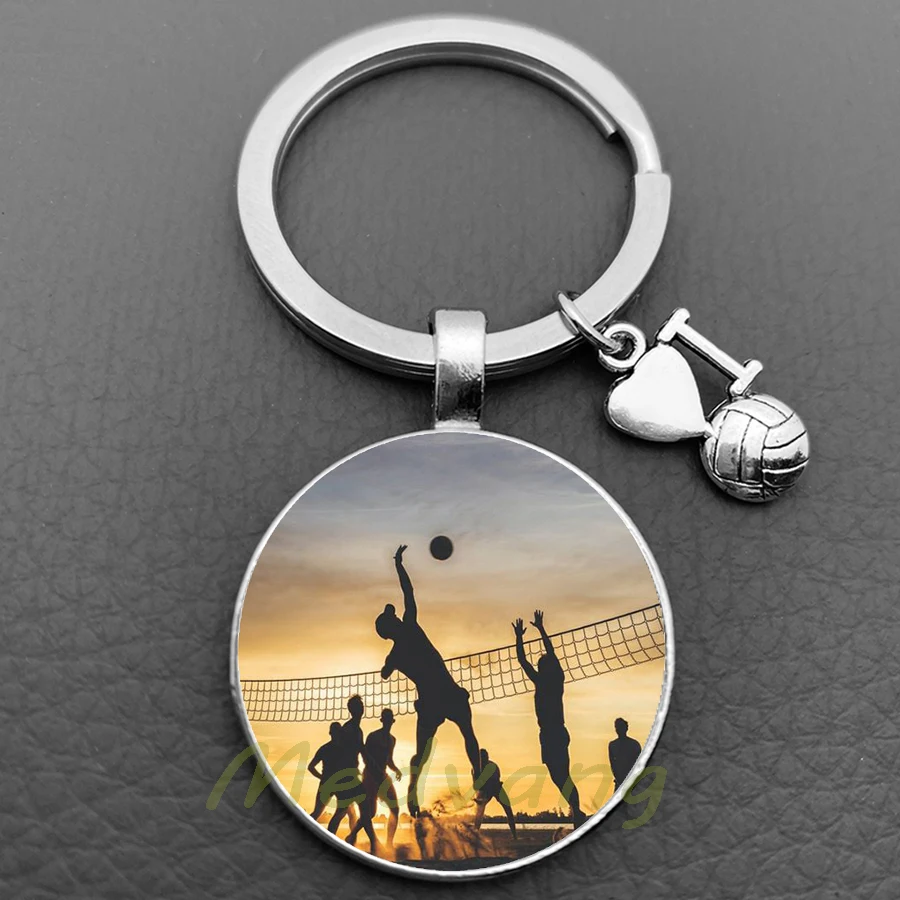 Volleyball Keychain Volleyball Athlete Charm Beach Ball Jewelry Pendant Keyring I Love Volleyball Gift Club Wholesale