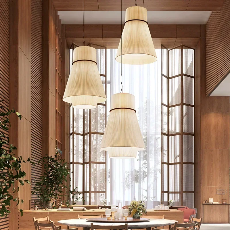 Minimalism Cloth Art Chandelier Wabi-sabi Style Pendant Lights Modern Fabric Pendant Lamp for Restaurant Cafe Dining Room