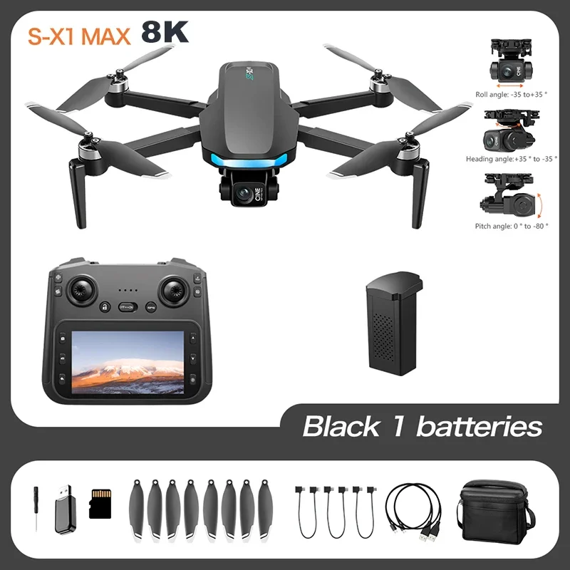 Xiaomi Mijia S-X1 GPS Drone 8K HD professionele camera Drie-assige gimbal WIFI Obstakelvermijding Quadcopter Borstelloze speelgoed cadeau