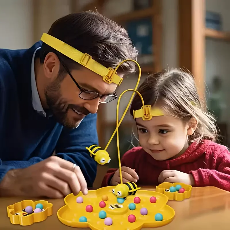 Magnetic Bee and Candy Bean Picking Toy - Parent Child Interactive Learning Game, Including Bees, Ladybugs, and Colorful Beads