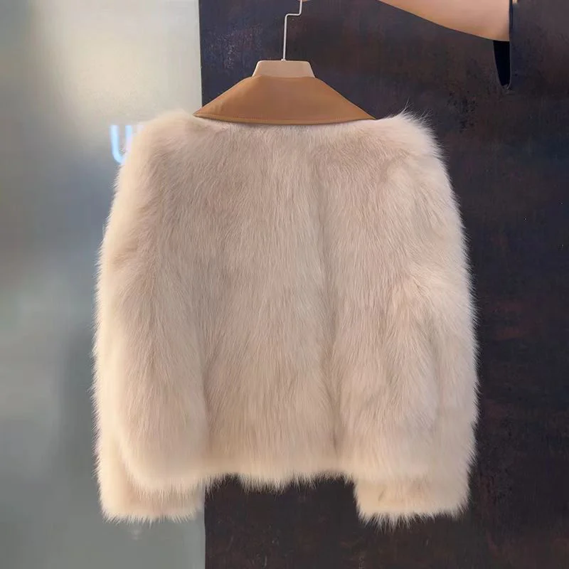 Tempérament coréen automne hiver fausse fourrure de renard manteau pour les femmes 2025 mode haut de gamme à manches longues Cardigan veste vêtements de dessus pour femmes