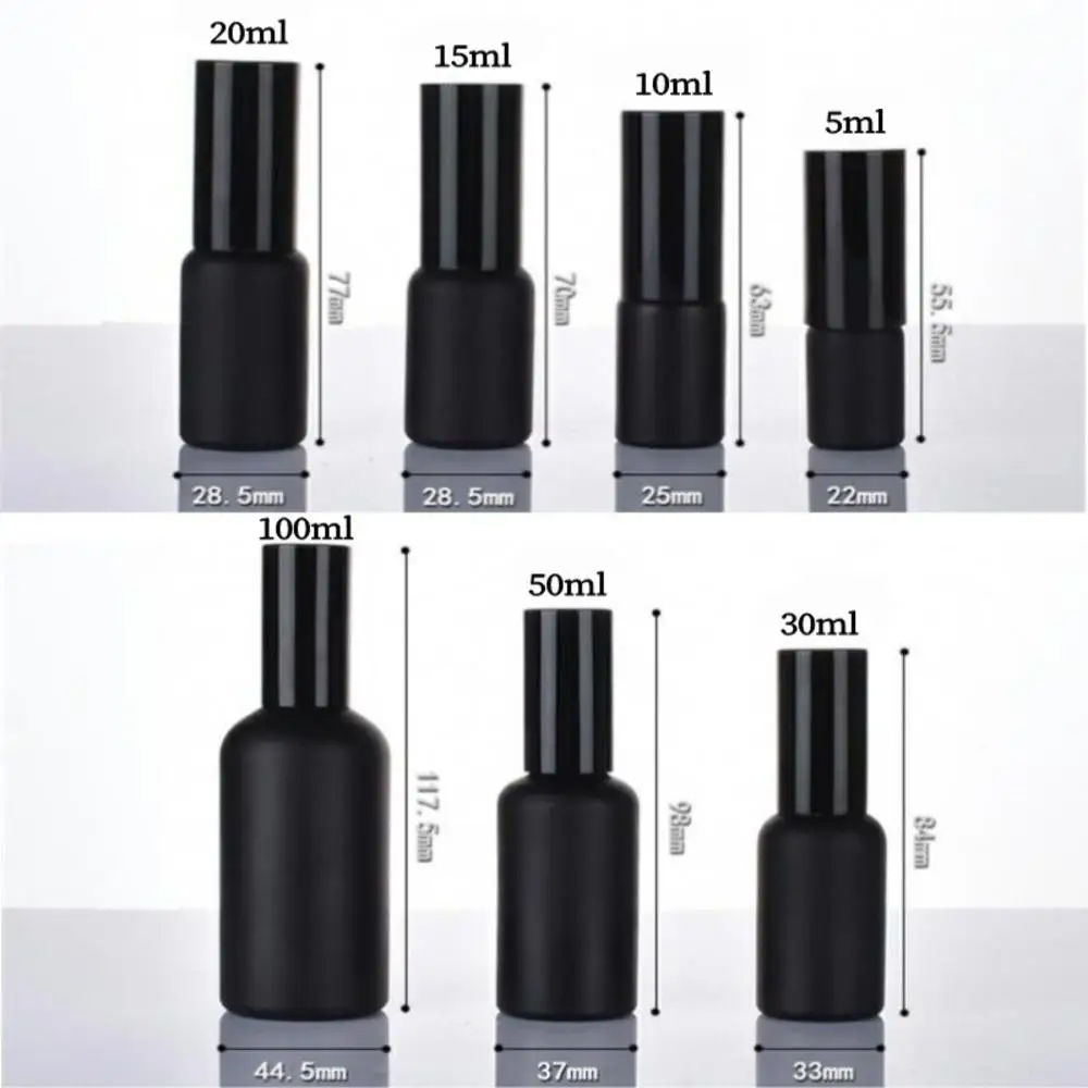 5-100Ml Matte Zwarte Spuitfles Etherische Olie Lotion Cosmetische Container Glas Fijne Nevel Verstuiver Voor Reis Hervulbare Fles