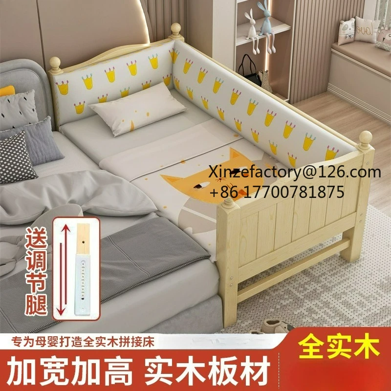 

Factory Direct 2026 Top Rated Solid Wood Baby Splicing Bed Wide Baby Single Beds Children's Queen Beds