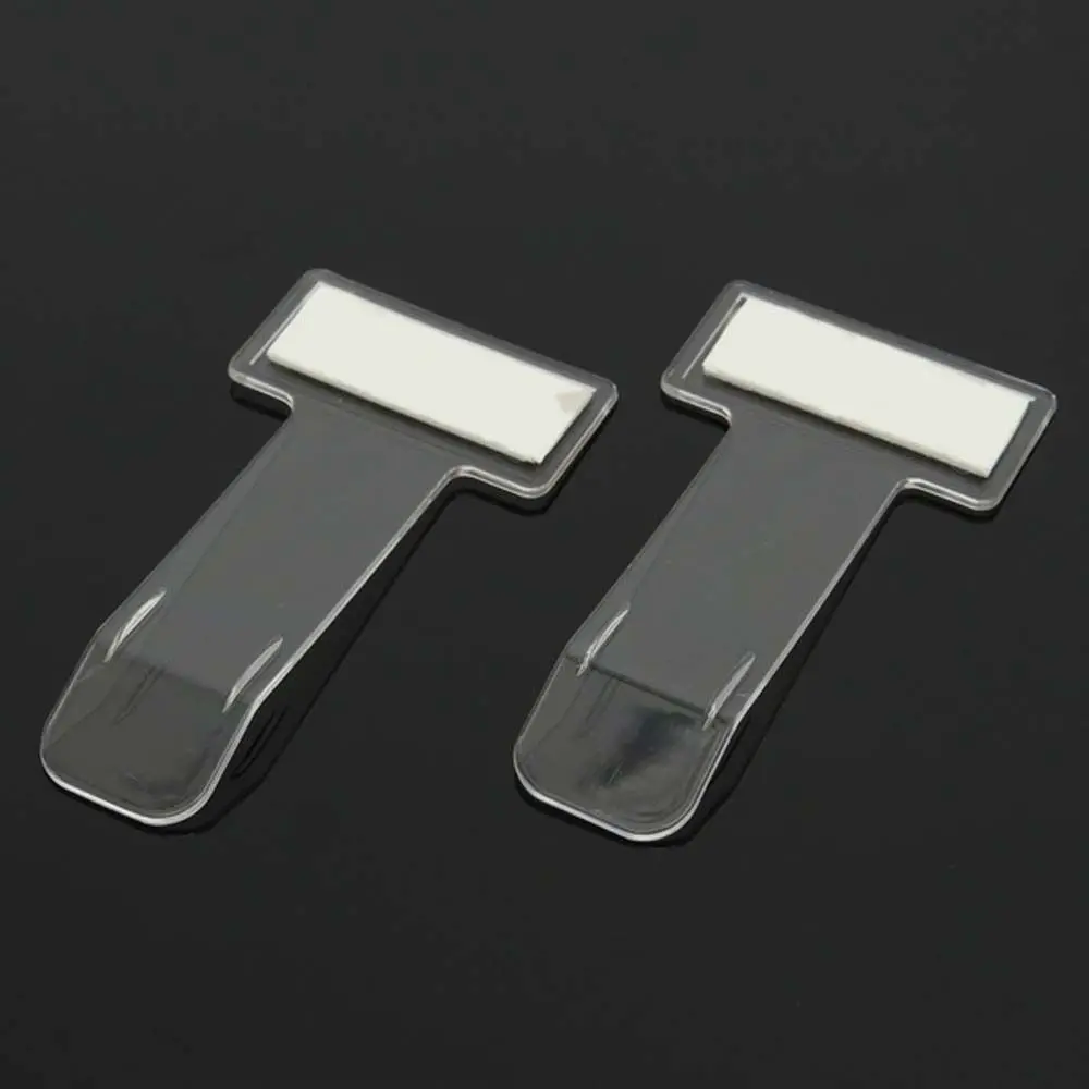 With Adhesive Tape Auto Fastener Clips T shape Permit Clip Invoice Tickets Holder Transparent Card Clips Parking Ticket Holder
