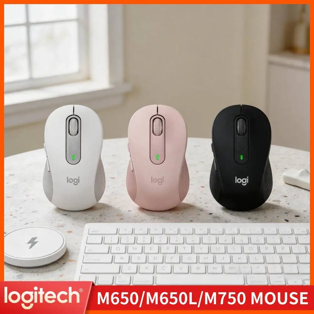 Logitech M650 Signature Ergonomic Mouse Wireless Dual Mode Connection Anti Slip Rubber Grip Adjustable DPI For Long Hour Usage