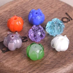 5pcs 12mm Round Flower Bud Shape Handmade Lampwork Glass Loose Beads For DIY Crafts Jewelry Making Findings