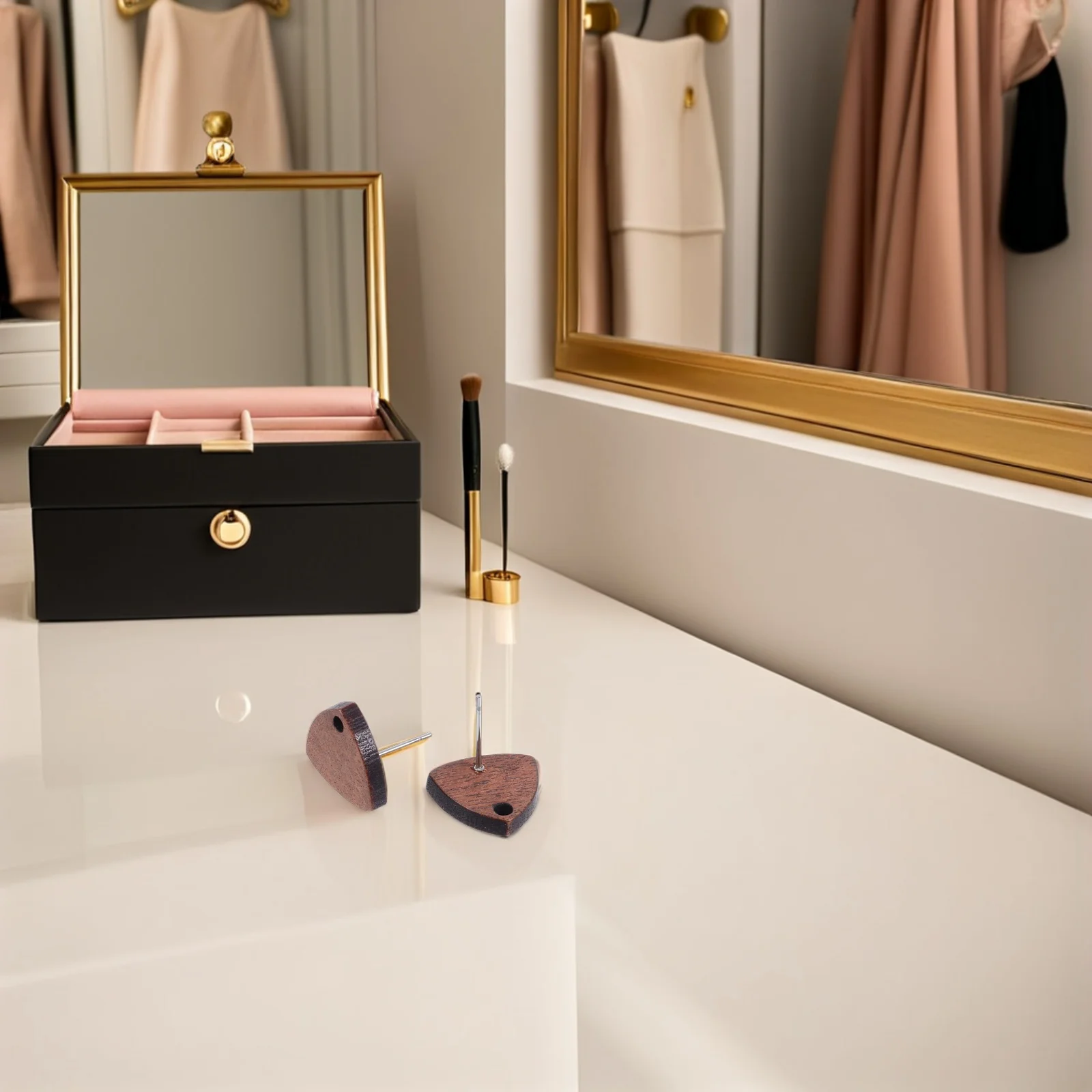 

10Pcs Wooden Ear Studs Triangle Shape Blank Wood Earring Shapes Comfortable Lightweight DIY Earring Making Supplies for Women