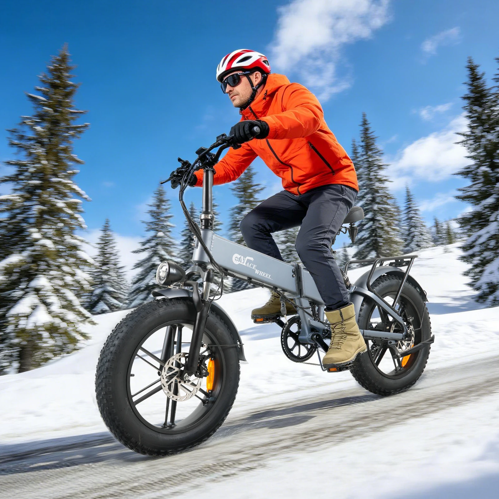 

Cmacewheel RX20 Electric Mountain Bike 950W Peak Power 48V 18AH Battery 65KM Range 20' Fat Tire Removable Design for Adults