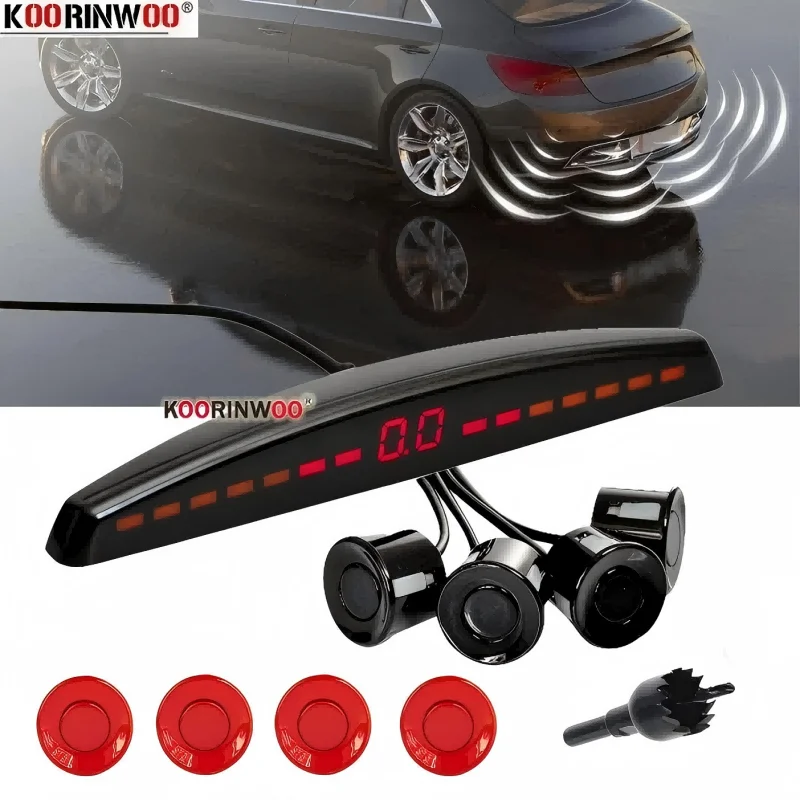 OOWLIVEE Universal Parkronics 4/6/8 LED Screen Screen Car Parking Sensor 22mm Radar Detector Black White Silver Car Accessories
