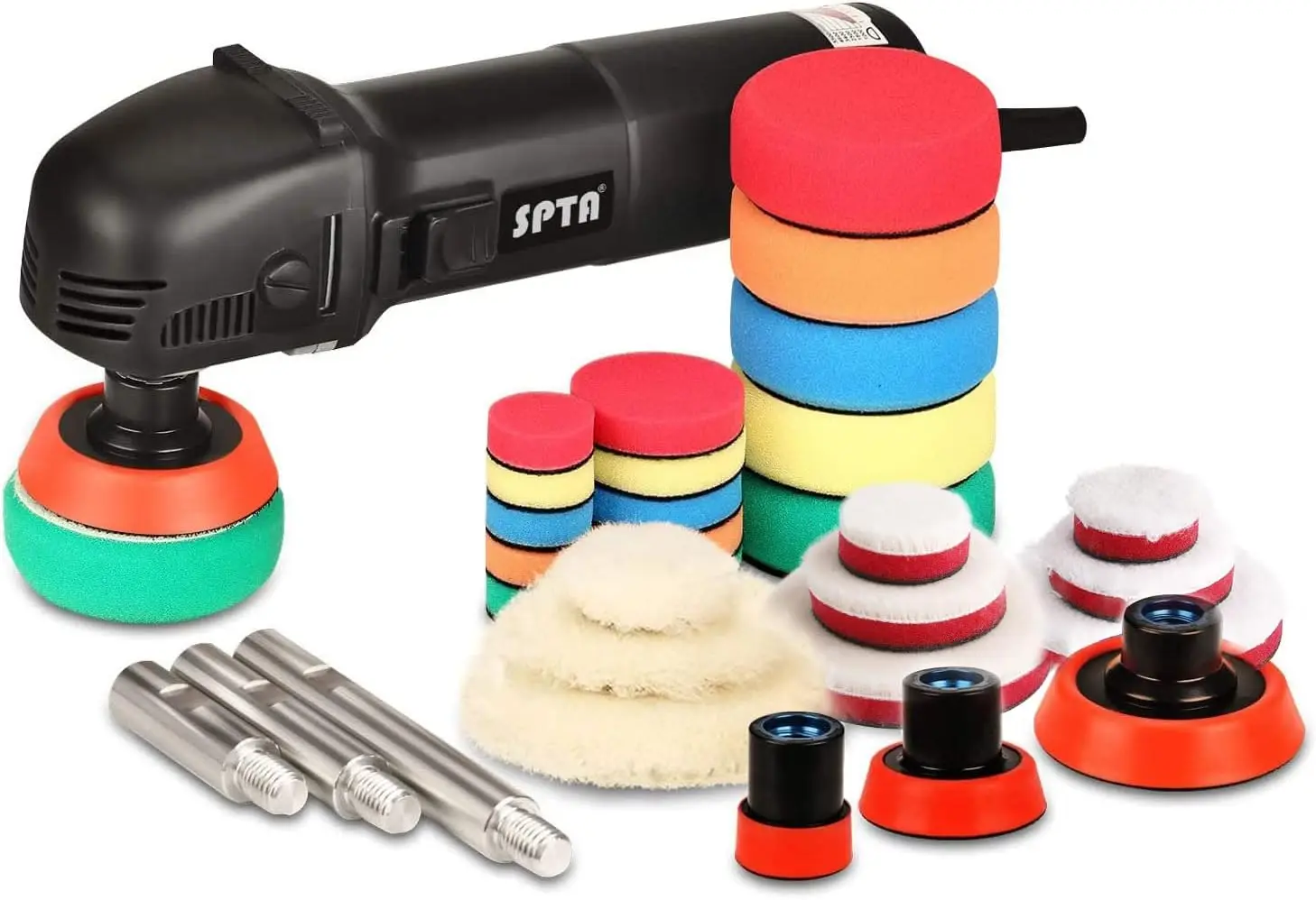 

Mini Rotary Polisher with 27Pcs Pad Kit and Extension Shafts for Car Detailing