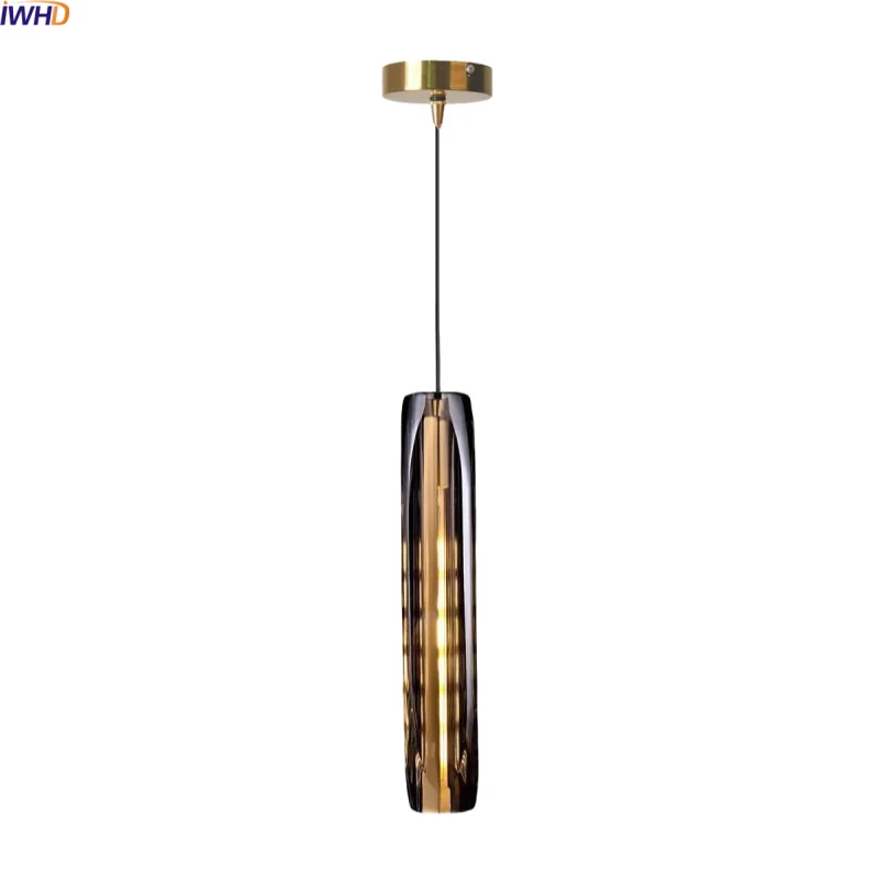 

IWHD Interior Modern LED Pendant Lights Bedroom Kitchen Island Clear Glass Gold Copper Minimalist 2M Wire Hanging Lamp Hanglamp