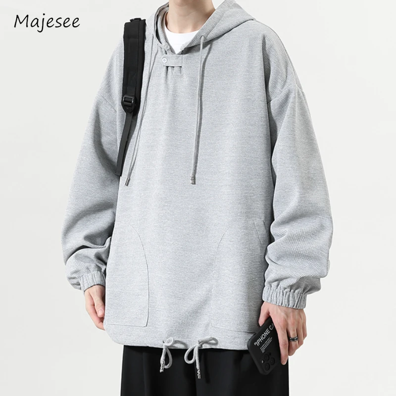 Sporty Hoodies Men Autumn Windproof Daily Teenagers Baggy Workout Fitness All-match Stylish Simple Classic Track Solid Color