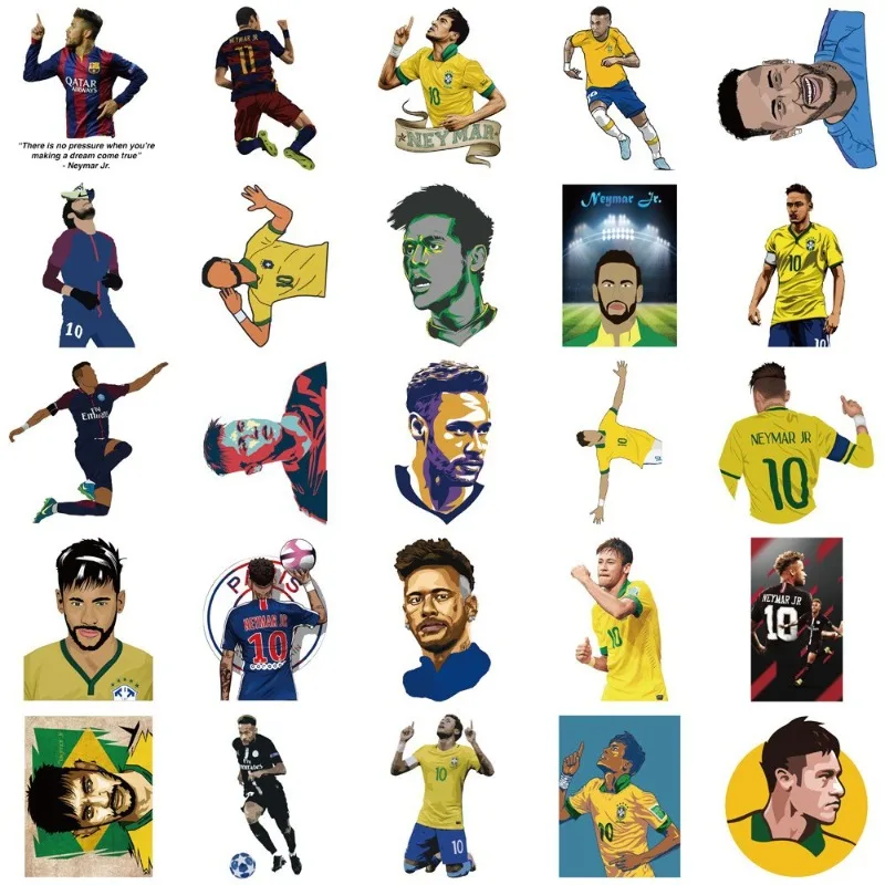 Neymar periféricos adesivos decorativos, mala, copo de água, papelaria, telefone móvel, carro, scooter, laptop, geladeira, adesivos, 50pcs