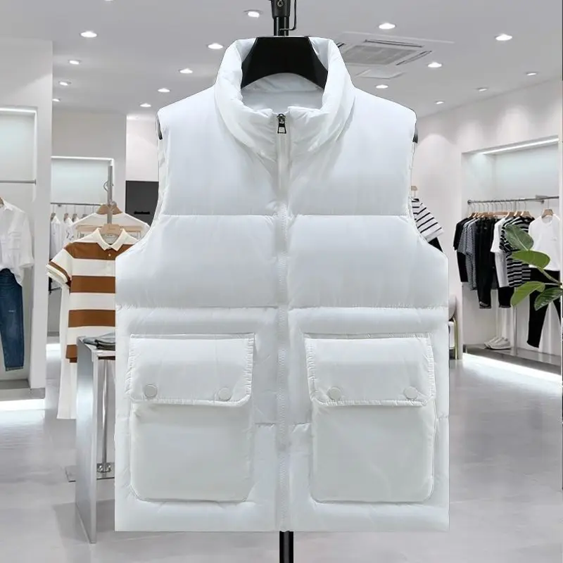 2025 Men Autumn Winter New Thick Lamb Patchwork Vest Male Loose Down Cotton Waistcoat Men's Casual Warm Sleeveless Jackets A254