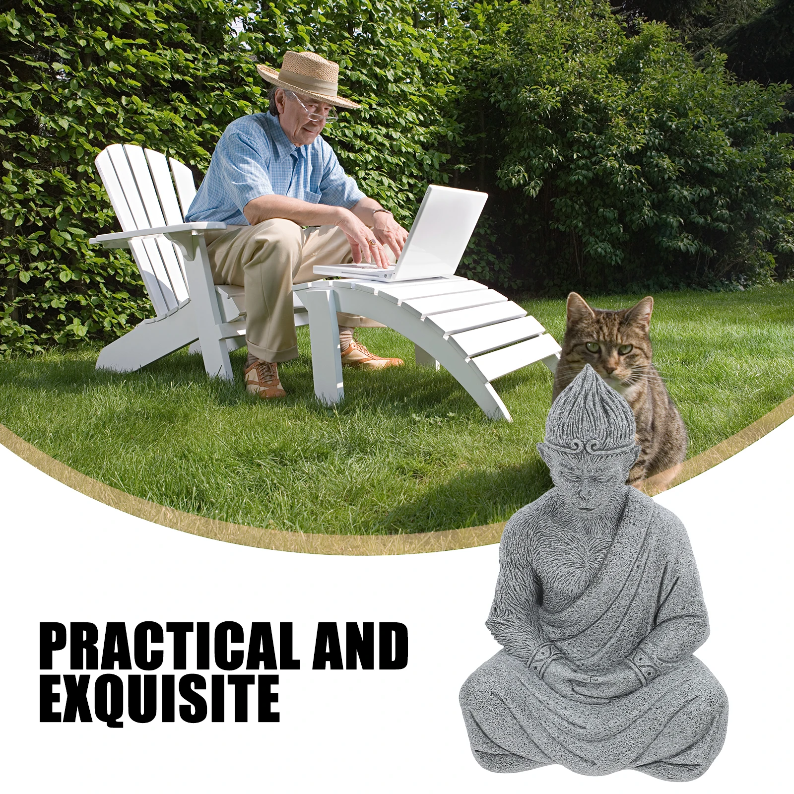 1 قطعة تمثال بوذا الصغير حجم صغير لحديقة ديكور خزان الأسماك الديكور في الهواء الطلق بوذا الشكل حجر مسحوق النحت