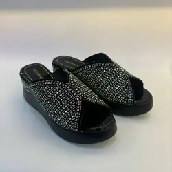 Latest Open-toed Rhinestones Sandals African Women's Shoes Women's Party Design Slippers Lightweight Ladies Women Shoes 37-42