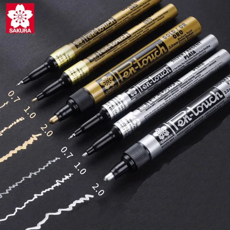 

Color Markers Japanese SAKURA Paint Pen Waterproof Non Fading Signature Pen Metal Silver Touch Up Paint Oily White Marker Pen