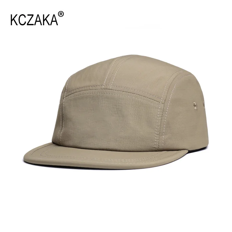 KCZAKA Brand 5-panelowe czapki z daszkiem z płaskim rondem dla mężczyzn Letnie sportowe szybkoschnące oddychające czapki dla hip-hopowych składanych