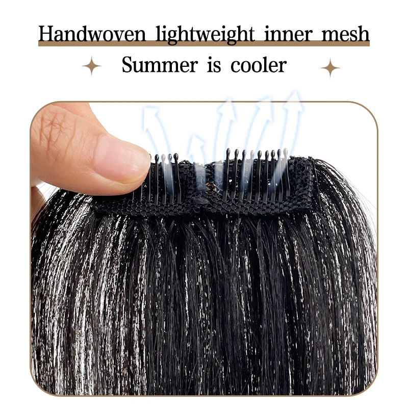 100% มนุษย์ผมผู้ชาย 10 ซม.ผม Bangs คลิปจริงผมบางสูงหน้าผาก Bangs Fringe EXTENSION สําหรับปริมาณ