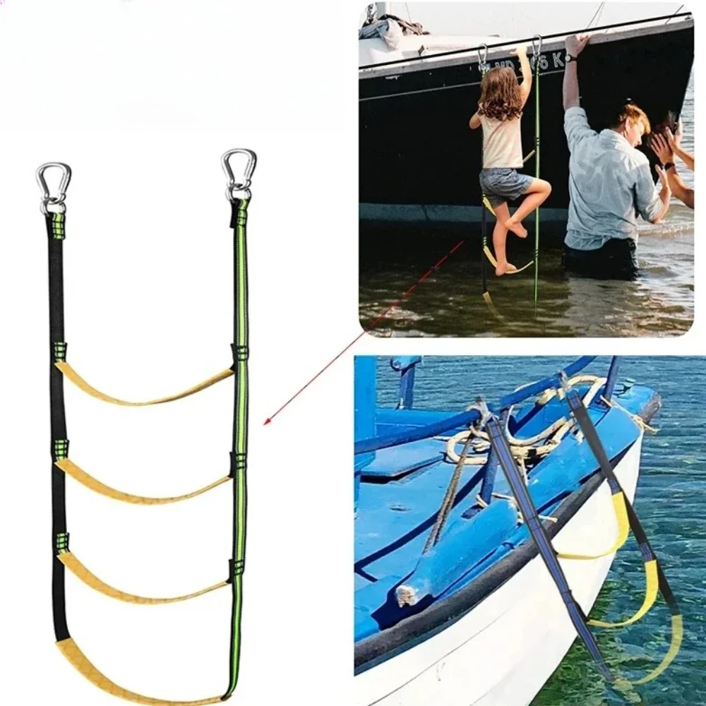 3~5 Layer Hanging Ladder for Boat Canoeing Soft Foldable Marine Diving Ladder with Steel Hook Nylon Enter The Water Ladder